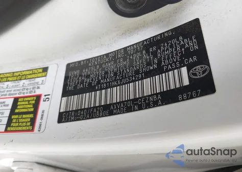 2018 Toyota Camry Le из США, поврежденный, VIN 4T1B11HKXJU534291